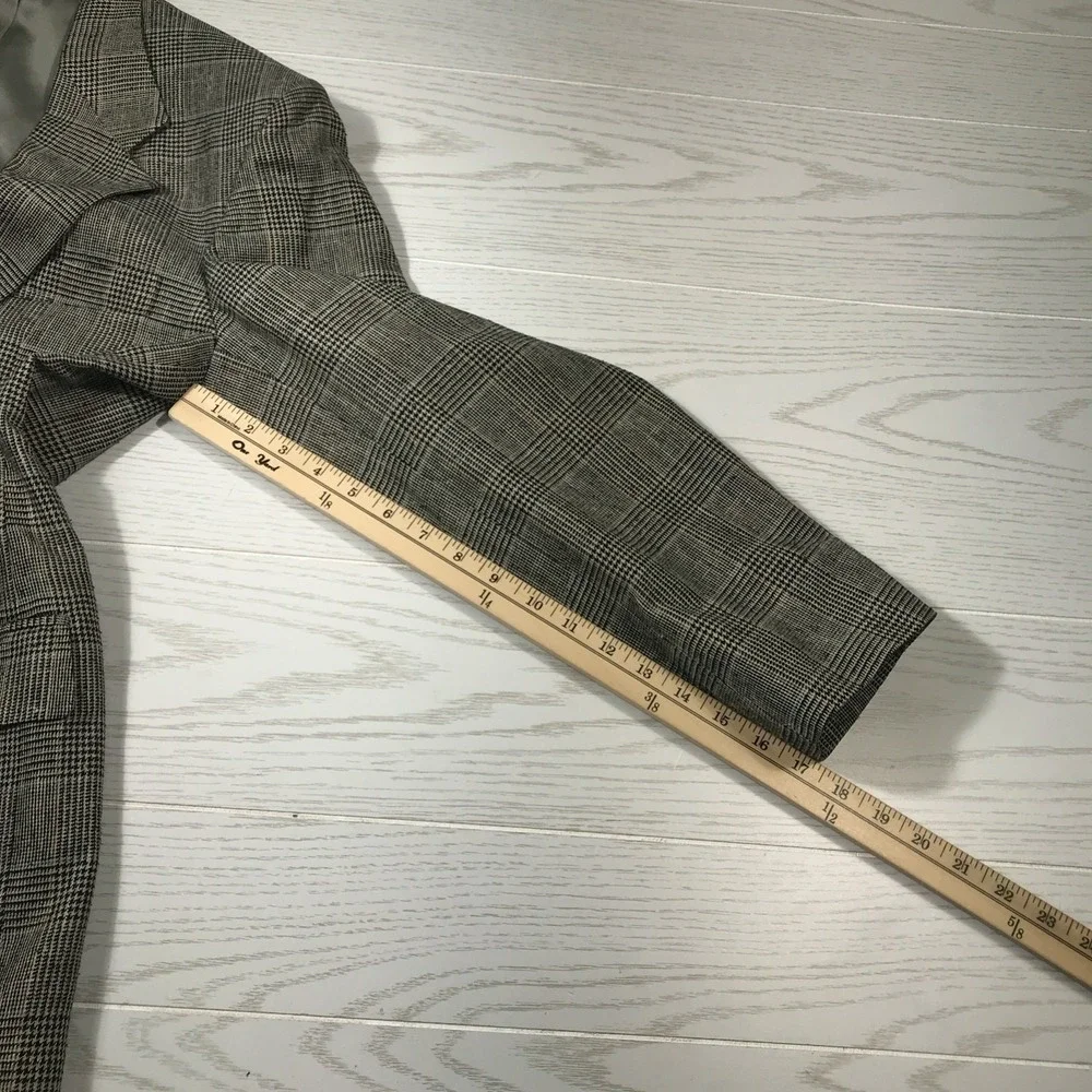 Vintage Bill Blass Silk Blazer Men 44R Houndstooth Checkered 2 Button Classic
